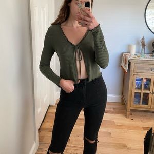 Forest green tie top